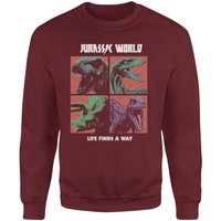 Jurassic Park World Four Colour Faces Sweatshirt - Burgundy - XL von Jurassic Park