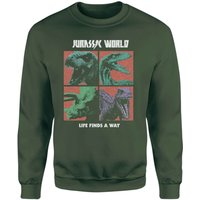 Jurassic Park World Four Colour Faces Sweatshirt - Green - S von Jurassic Park