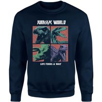Jurassic Park World Four Colour Faces Sweatshirt - Navy - XS von Jurassic Park