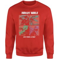 Jurassic Park World Four Colour Faces Sweatshirt - Red - L von Jurassic Park