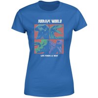 Jurassic Park World Four Colour Faces Women's T-Shirt - Blue - S von Jurassic Park