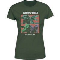 Jurassic Park World Four Colour Faces Women's T-Shirt - Green - L von Jurassic Park
