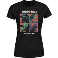 Jurassic Park World Four Colour Faces Women's T-Shirt - Schwarz - M von Jurassic Park