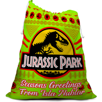 Seasons Greetings From Isla Nublar Neon Christmas Santa Sack von Jurassic Park