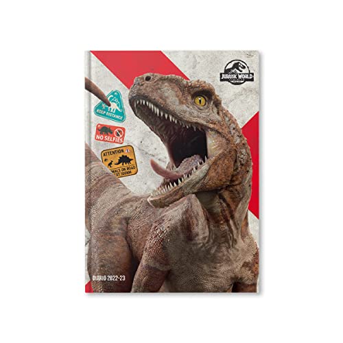 Jurassic World - Schultagebuch Datiert, 10 Monate, September 2022 - Juni 2023, Schülerkalender mit Sticker, 320 Seiten, weich gepolstert, Größe 14,2 x 19,3 cm, Einband mit Dinosaurier von Jurassic World
