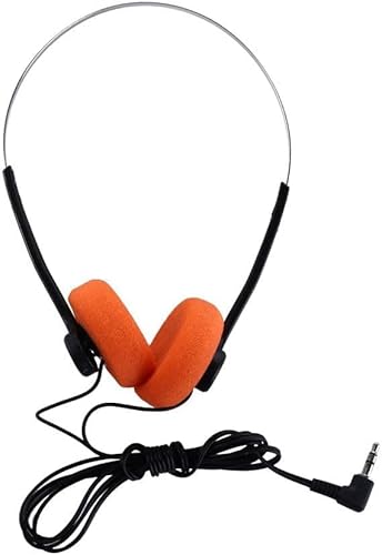 Juroicessry Orange Retro On Ear Kopfhörer, Kabelgebundene Stereo-Kopfhörer, Walkman Kopfhörer, Leichter tragbarer Kopfhörer mit verstellbarem Kopfband, 1 Stück von Juroicessry