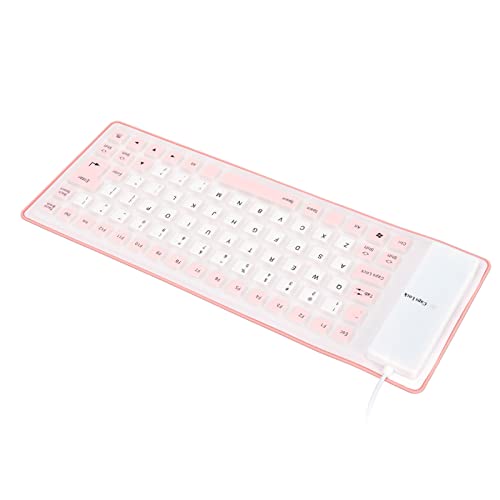 Juroupi Faltbare Silikon -Tastatur, Silikon -Tastatur Vollständig Versiegeltes Design für PC -Notebook (Rosig) von Juroupi