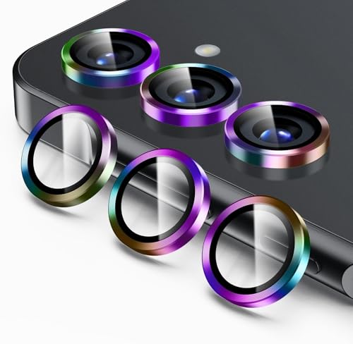 Jurqqer Kameraschutz für Samsung Galaxy S25, Kratzfest & Stabil, 9H HD Ultradünner Gehärtetes Glas, Kamera Schutz aus Aluminiumlegierung, Einfache Installation Bunt von Jurqqer