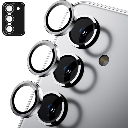 Jurqqer Kameraschutz für Samsung Galaxy S25 Plus, Kratzfest & Stabil, 9H HD Ultradünner Gehärtetes Glas, Kamera Schutz aus Aluminiumlegierung, Einfache Installation Silber von Jurqqer