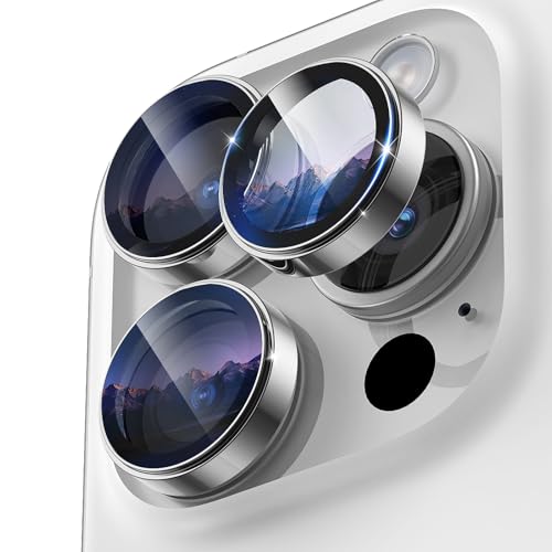 Jurqqer Kameraschutz für iPhone 16 Pro Max/iPhone 16 Pro, [Kratzfest & Stabil] 9H Ultradünner Gehärtetes Glas, Kamera Schutz aus Aluminiumlegierung, Einfache Installation Weiß. von Jurqqer