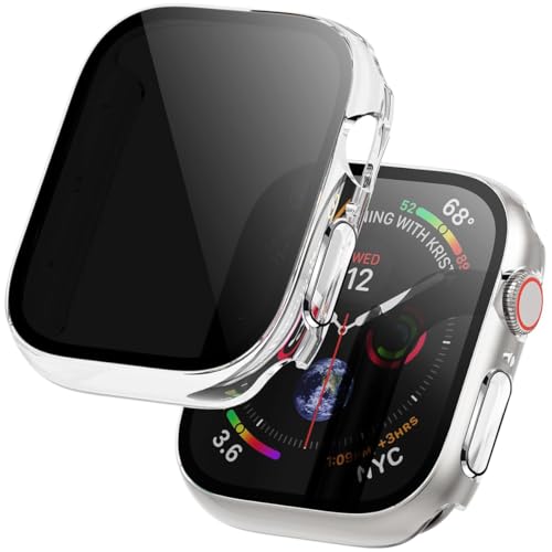 Jurqqer 2 Stück Schutzhülle mit [Anti-Spy] Gehärtetem Displayschutz für Apple Watch Series 10 42mm,Ultra-dünne Anti-Fall Kratzfeste Abdeckung Schutz für iWatch,klar von Jurqqer