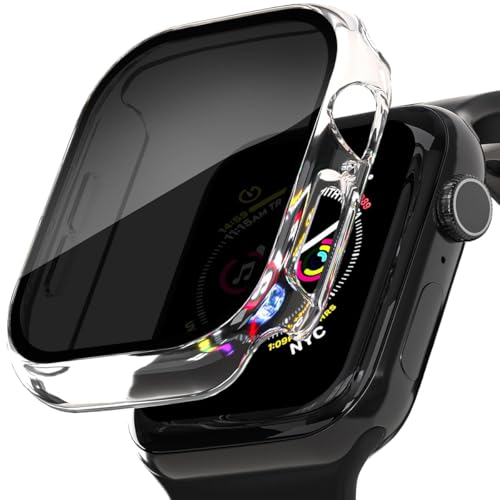Jurqqer 2 Stück Schutzhülle mit [Anti-Spy] Gehärtetem Displayschutz für Apple Watch Series 10 46mm,Ultra-dünne Anti-Fall Kratzfeste Abdeckung Schutz für iWatch,klar von Jurqqer