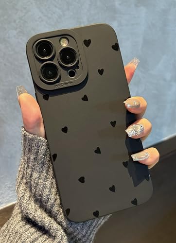 Jusnfu Schutzhülle für iPhone 15 Pro Max 17.0 cm 2023, ästhetische Liebesherzen Druck, Handyhülle für Damen, Mädchen, Männer, Silikon-Schutzhülle für iPhone 15 Pro Max, schwarze Liebesherzen Jusnfu Schutzhülle für iPhone 15 Pro Max 17.0 cm 2023, ästhetische Liebesherzen Druck, Handyhülle für Damen, Mädchen, Männer, Silikon-Schutzhülle für iPhone 15 Pro Max, schwarze Liebesherzen von Jusnfu