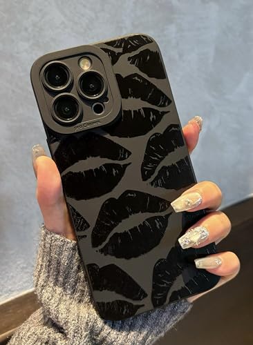 Jusnfu iPhone 16 Pro Hülle 6,3 Zoll 2024, Aesthetic Lips Kisses Print Handyhülle für Damen, Mädchen, Männer, Slim Silikon Schutzhülle für iPhone 16 Pro, schwarze Lippenküsse Jusnfu iPhone 16 Pro Hülle 6,3 Zoll 2024, Aesthetic Lips Kisses Print Handyhülle für Damen, Mädchen, Männer, Slim Silikon Schutzhülle für iPhone 16 Pro, schwarze Lippenküsse von Jusnfu