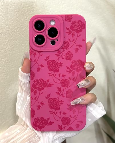 Jusnfu iPhone 16 Pro Max Hülle 6,9 Zoll 2024, Aesthetic Rose Floral Print Handyhülle für Frauen Mädchen Männer, Silikon Schutzhülle für iPhone 16 Pro Max, Hot Pink Blume Jusnfu iPhone 16 Pro Max Hülle 6,9 Zoll 2024, Aesthetic Rose Floral Print Handyhülle für Frauen Mädchen Männer, Silikon Schutzhülle für iPhone 16 Pro Max, Hot Pink Blume von Jusnfu