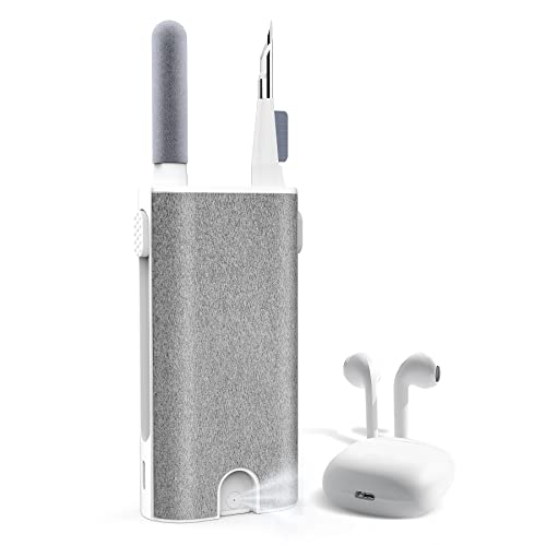 Airpods Reinigungsset, 5 in 1 Multifunktions Bluetooth Kopfhörer Cleaning Kit mit Mikrofasertücher, Befüllbares Sprühflasche Glas & Reinigungsbürste, Reinigungsstift Passend für Ohrhörer Ladebox von Juspota