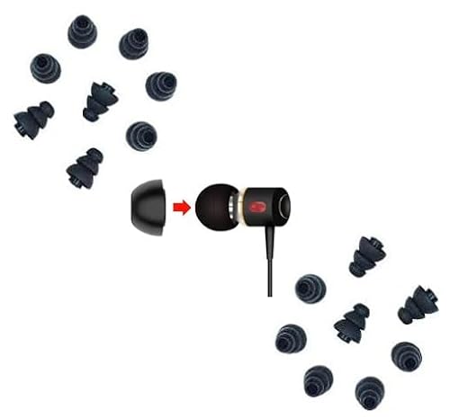 Just Accessories Schwarze Ersatz-Ohrstöpsel aus weichem Silikon, 3-Flansch, geräuschisolierend, passend für die meisten In-Ear-Kopfhörer (24 x groß) von Just Accessories