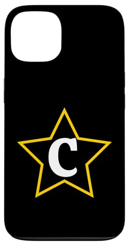 Buchstabe C in einem gelben Stern Initiale Hülle für iPhone 13 von Just Letter Designs