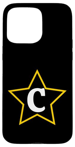Buchstabe C in einem gelben Stern Initiale Hülle für iPhone 15 Pro Max von Just Letter Designs