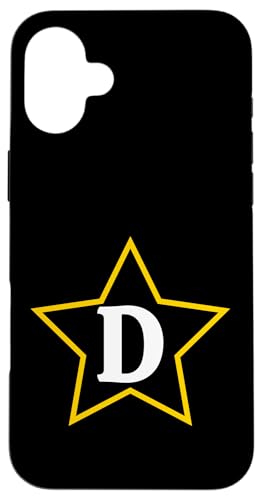 Buchstabe D Monogramm gelber Stern Design Hülle für iPhone 16 Plus von Just Letter Designs