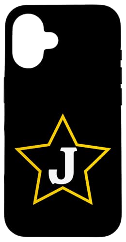 Buchstabe J Monogramm im gelben Stern Hülle für iPhone 16 von Just Letter Designs