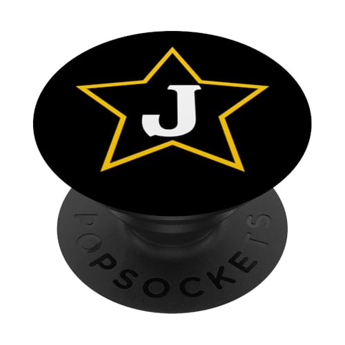Buchstabe J Monogramm im gelben Stern PopSockets Klebender PopGrip von Just Letter Designs