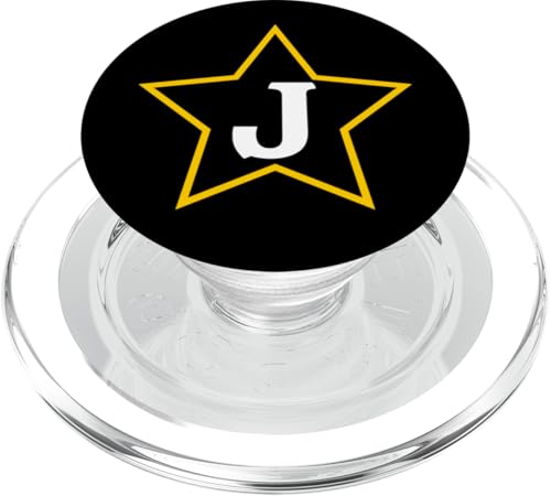 Buchstabe J Monogramm im gelben Stern PopSockets PopGrip für MagSafe von Just Letter Designs