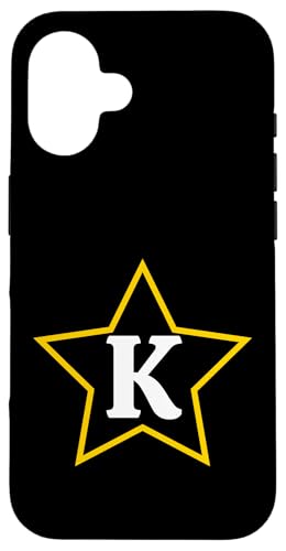Buchstabe K Monogramm im gelben Stern Hülle für iPhone 16 von Just Letter Designs