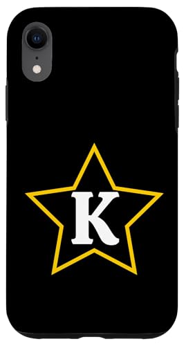 Buchstabe K Monogramm im gelben Stern Hülle für iPhone XR von Just Letter Designs