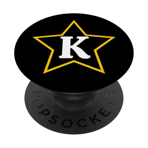 Buchstabe K Monogramm im gelben Stern PopSockets Klebender PopGrip von Just Letter Designs
