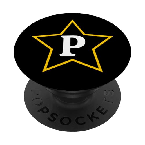 Buchstabe P Monogramm im gelben Stern PopSockets Klebender PopGrip von Just Letter Designs