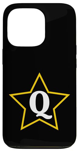 Buchstabe Q Monogramm im gelben Stern Hülle für iPhone 13 Pro von Just Letter Designs