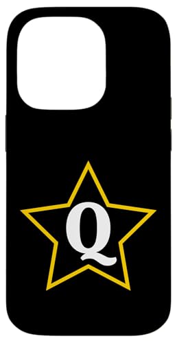 Buchstabe Q Monogramm im gelben Stern Hülle für iPhone 14 Pro von Just Letter Designs