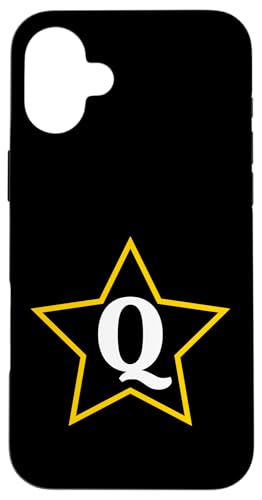 Buchstabe Q Monogramm im gelben Stern Hülle für iPhone 16 Plus von Just Letter Designs
