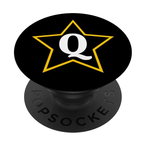Buchstabe Q Monogramm im gelben Stern PopSockets Klebender PopGrip von Just Letter Designs