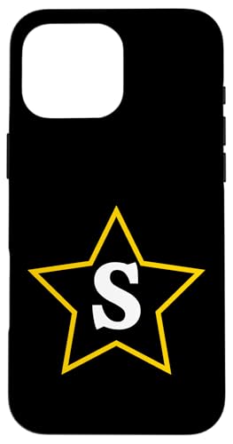 Buchstabe S monogramm im gelben Stern Hülle für iPhone 16 Pro Max Buchstabe S monogramm im gelben Stern Hülle für iPhone 16 Pro Max von Just Letter Designs