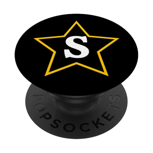 Buchstabe S monogramm im gelben Stern PopSockets Klebender PopGrip von Just Letter Designs