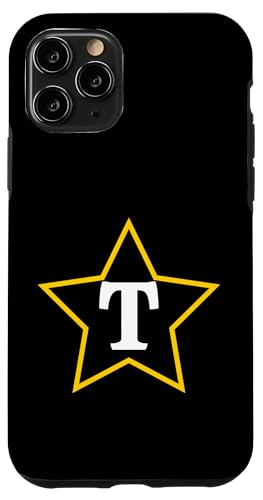 Buchstabe T Monogramm im gelben Stern Hülle für iPhone 11 Pro von Just Letter Designs