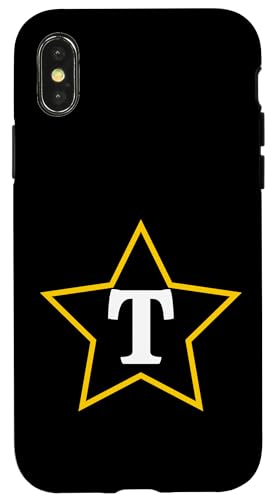 Buchstabe T Monogramm im gelben Stern Hülle für iPhone X/XS Buchstabe T Monogramm im gelben Stern Hülle für iPhone X/XS von Just Letter Designs