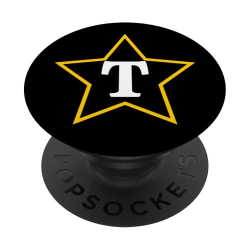 Buchstabe T Monogramm im gelben Stern PopSockets Klebender PopGrip von Just Letter Designs