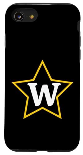 Buchstabe W Monogramm im gelben Stern Hülle für iPhone SE (2020) / 7 / 8 von Just Letter Designs