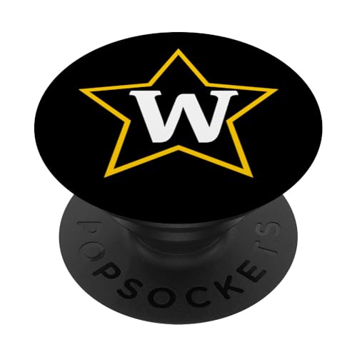 Buchstabe W Monogramm im gelben Stern PopSockets Klebender PopGrip von Just Letter Designs
