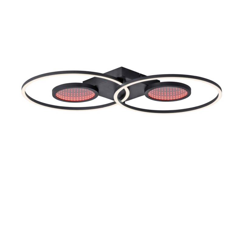 RGB LED Deckenleuchte, schwarz, dimmbar Fernbedienung, H 7 cm von Just Light
