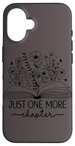 Grau Just One More Chapter Bookish Book Reading Schwarz Grau Hülle für iPhone 16 von Just One More Chapter Reader Floral Book Club Co.