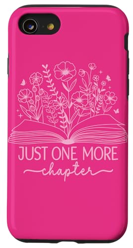 Nur noch ein Kapitel Bookish Book Reading Bright Hot Pink Hülle für iPhone SE (2020) / 7 / 8 von Just One More Chapter Reader Floral Book Club Co.