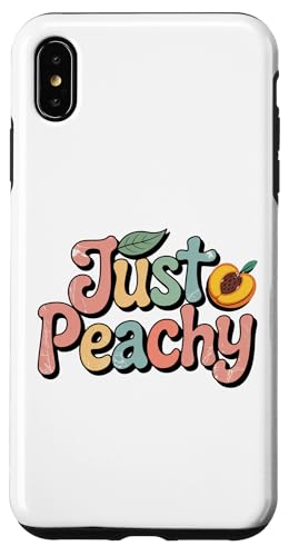 Pfirsiche Sommerfrucht Nostalgie Pfirsichfrucht Retro Grafik Hülle für iPhone XS Max von Just Peachy