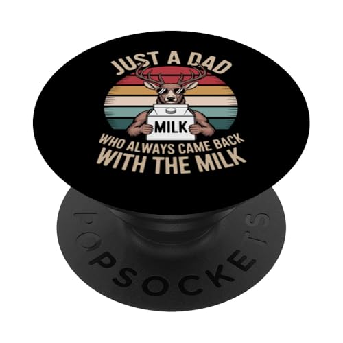 Hirsch lustig Vatertag Papa Milch PopSockets Klebender PopGrip Hirsch lustig Vatertag Papa Milch PopSockets Klebender PopGrip von Just a Dad who always came back with the Milk