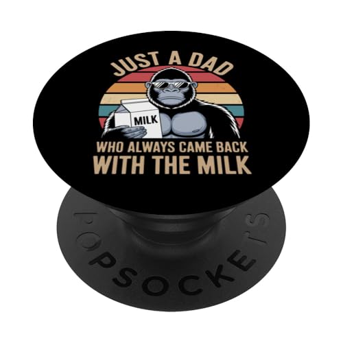 Lustige Vatertagsmilch mit Gorilla-Motiv PopSockets Klebender PopGrip Lustige Vatertagsmilch mit Gorilla-Motiv PopSockets Klebender PopGrip von Just a Dad who always came back with the Milk