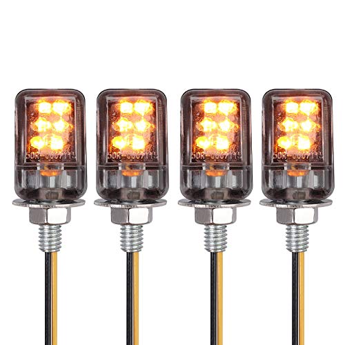 Justech 4X 6LEDs Microblinker Miniblinker Universal Mini Blinker Wasserdicht Motorradblinker mit E-Mark (E8) Bernstein Licht für M6 12V Motorrad Blinkleuchte Blinker Lampe Signal Tagfahrlicht von Justech