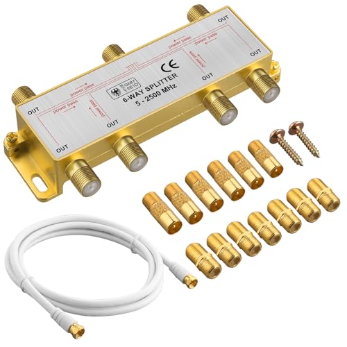 Koaxialkabel-Splitter, vergoldet, 6 Wege, MoCA 5-2500 MHz von Justech